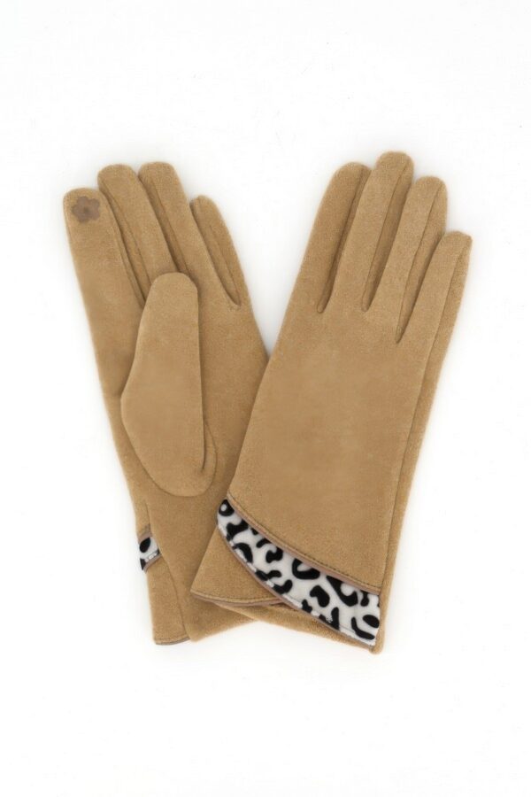 Touchscreen Gloves with Leopard Cuff Trim