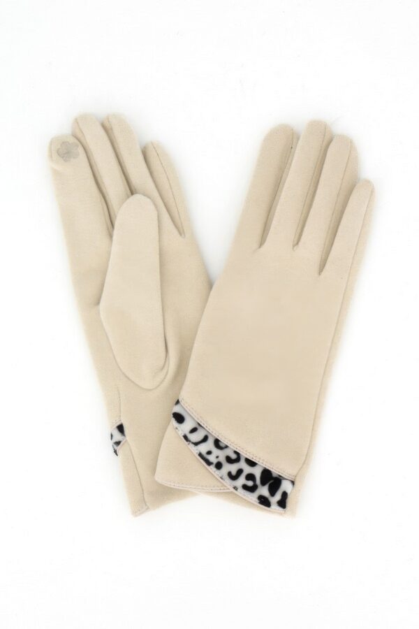 Touchscreen Gloves with Leopard Cuff Trim