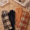 Tweed Touchscreen Gloves with Suede Palm & Floral Tip