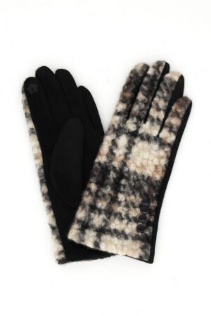 Boucle Check Touchscreen Gloves with Suede Palms