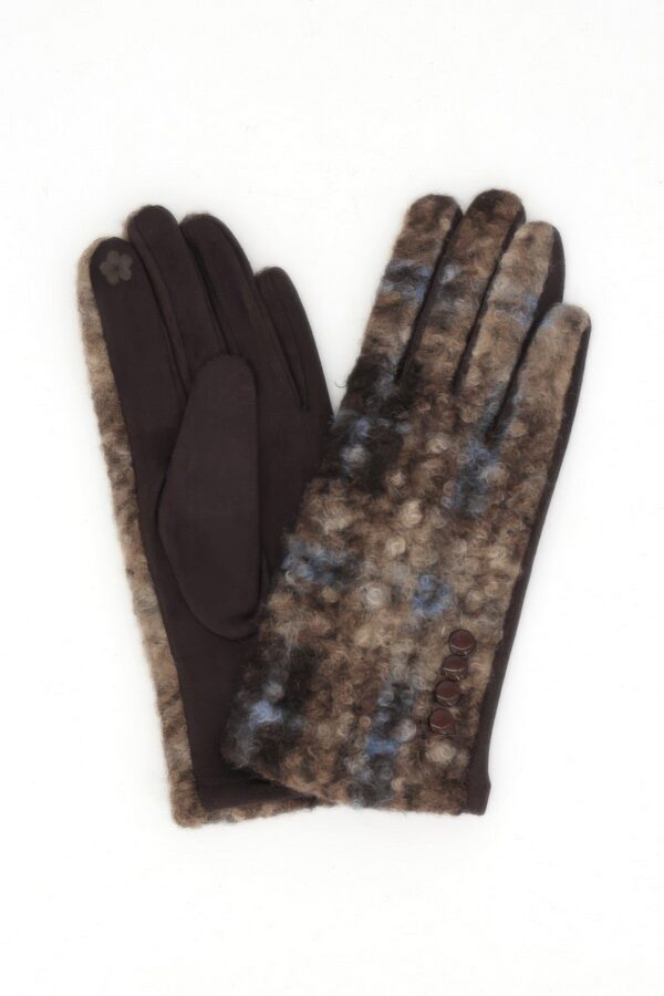 Boucle Check Touchscreen Gloves with Suede Palms