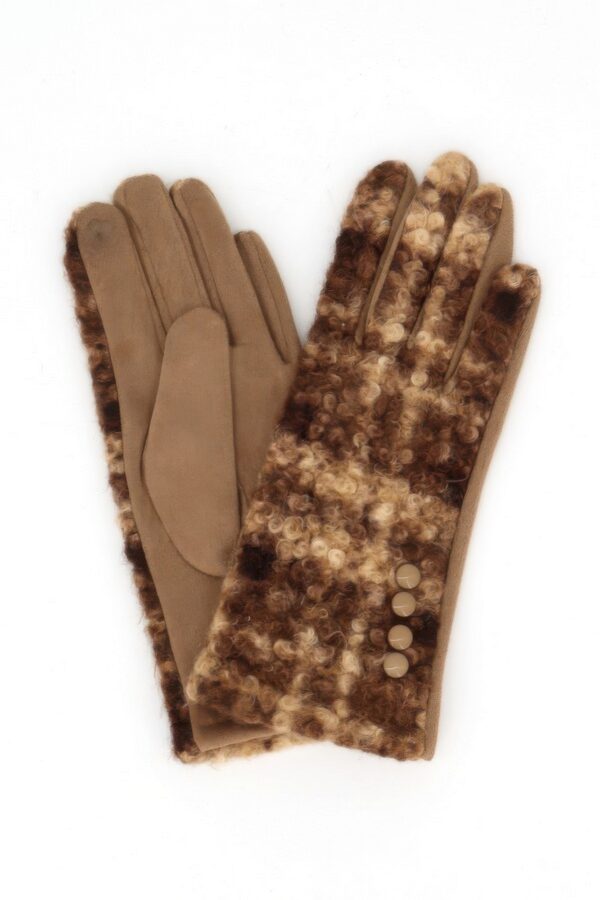 Boucle Check Touchscreen Gloves with Suede Palms