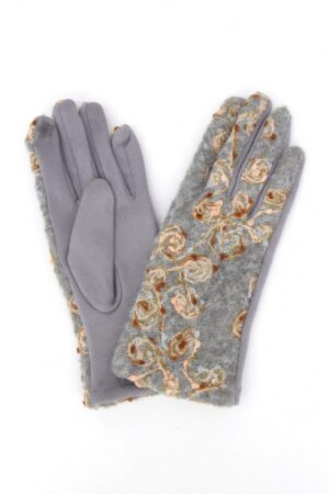 Embroidered Floral Touchscreen Gloves