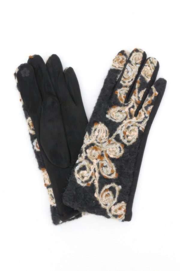 Embroidered Floral Touchscreen Gloves