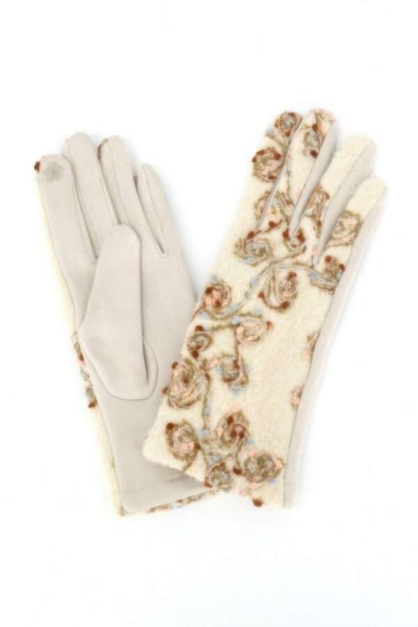 Embroidered Floral Touchscreen Gloves