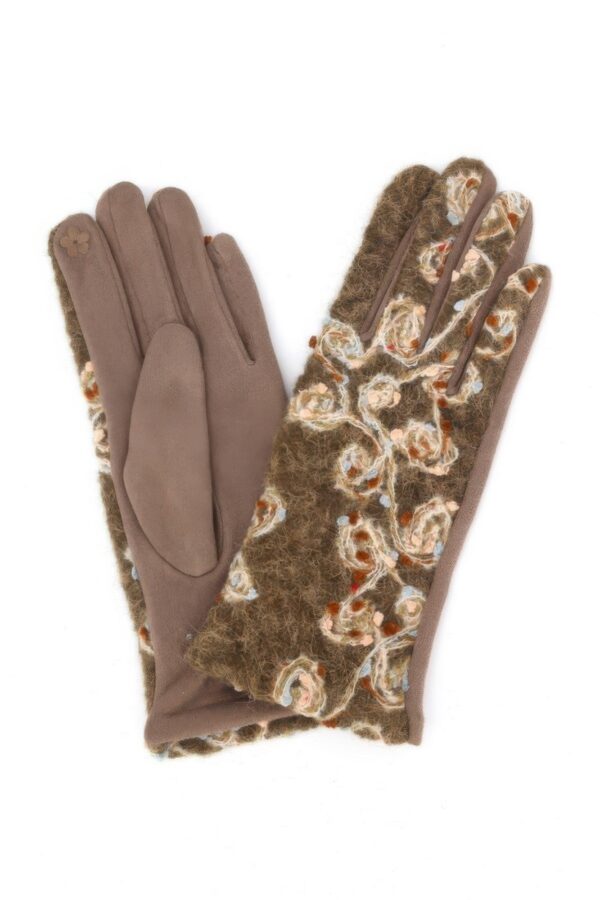 Embroidered Floral Touchscreen Gloves