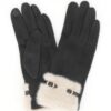 Touchscreen Faux Suede Gloves with Faux Fur Cuff & Buckle