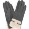 Touchscreen Faux Suede Gloves with Faux Fur Cuff & Buckle