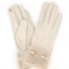 Touchscreen Faux Suede Gloves with Faux Fur Cuff & Buckle