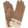 Touchscreen Faux Suede Gloves with Faux Fur Cuff & Buckle