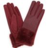 Quilted Faux Leather Touchscreen Fur Cuff Gloves
