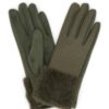 Quilted Faux Leather Touchscreen Fur Cuff Gloves