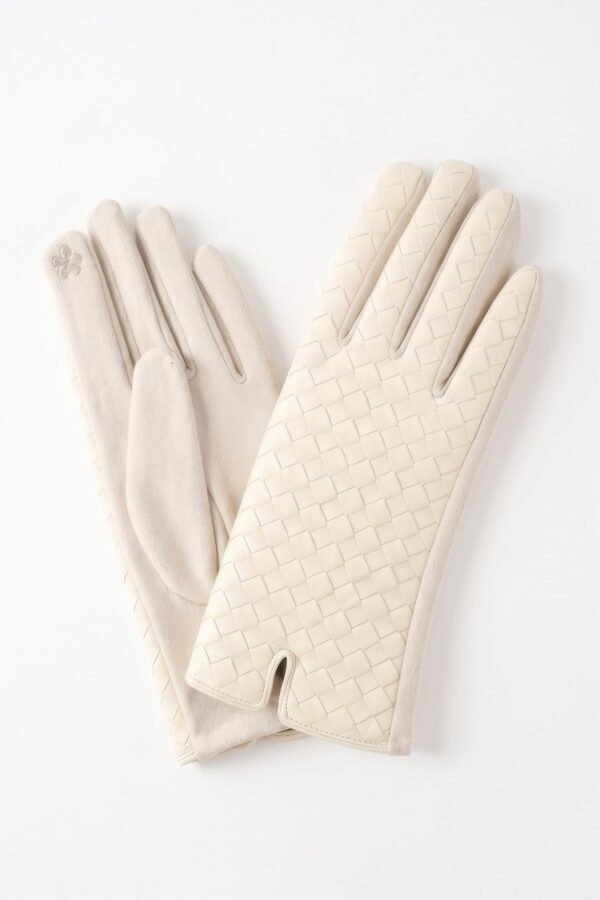 Quilted Faux Leather Touchscreen Gloves with Embroidery