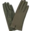 Quilted Faux Leather Touchscreen Gloves with Embroidery