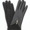 Touchscreen Faux Leather Gloves with Zipper Detail