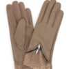 Touchscreen Faux Leather Gloves with Zipper Detail