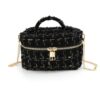 Tweed Box-Shaped Vanity Chain Bag with Top Handle