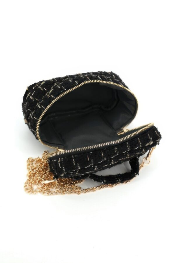 Tweed Box-Shaped Vanity Chain Bag with Top Handle