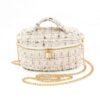 Tweed Box-Shaped Vanity Chain Bag with Top Handle