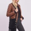 Faux Suede Fringe Crossbody Bag - Vintage Brown