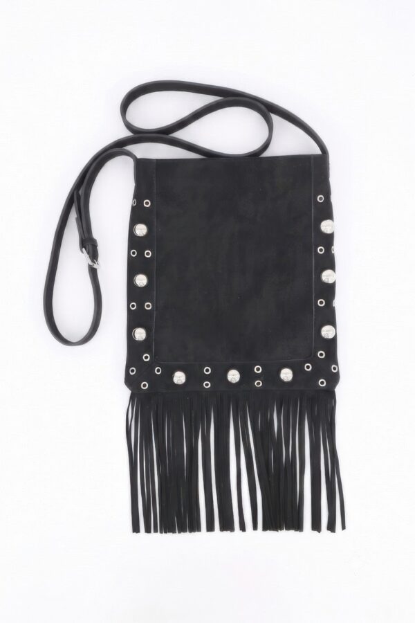Faux Suede Fringe Crossbody Bag - Vintage Brown