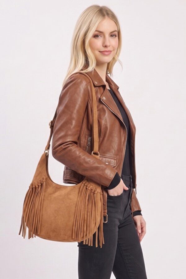 Faux Suede Fringe Hobo Bag - Western Slouchy Satchel