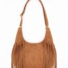 Faux Suede Fringe Hobo Bag - Western Slouchy Satchel