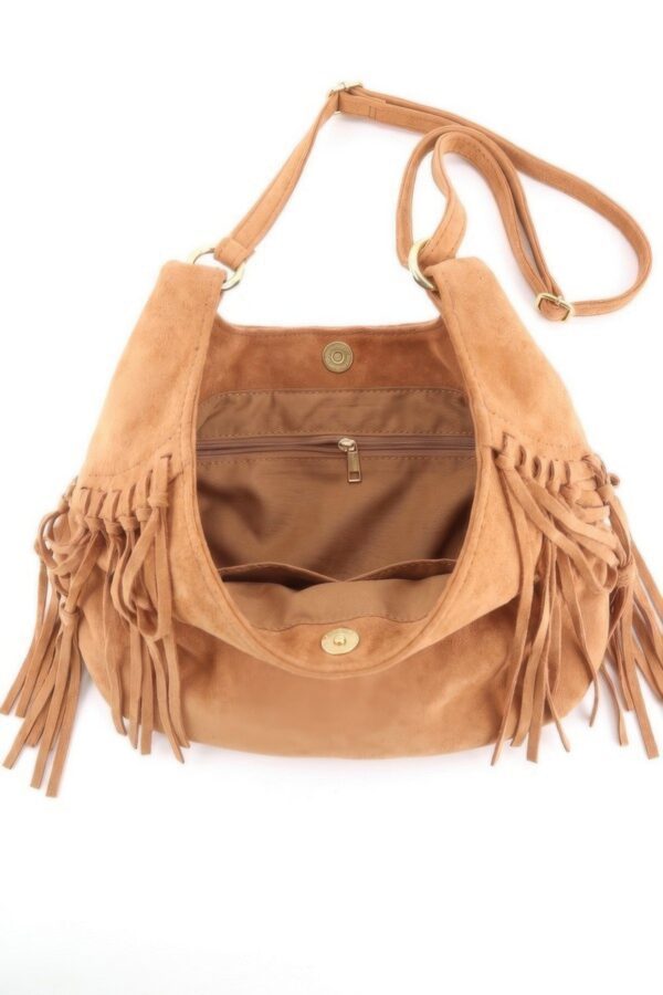 Faux Suede Fringe Hobo Bag - Western Slouchy Satchel