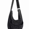 Faux Suede Hobo Bag with Dual Slip Pockets