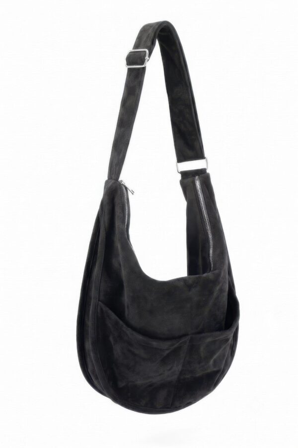 Faux Suede Hobo Bag with Dual Slip Pockets