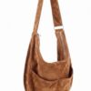 Faux Suede Hobo Bag with Dual Slip Pockets