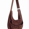 Faux Suede Hobo Bag with Dual Slip Pockets