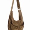 Faux Suede Hobo Bag with Dual Slip Pockets