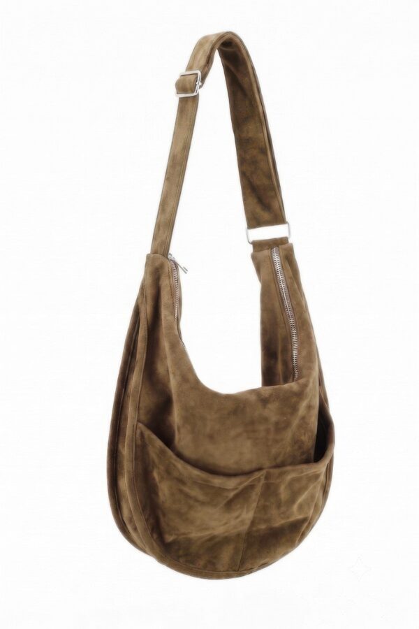 Faux Suede Hobo Bag with Dual Slip Pockets