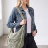 Faux Suede Hobo Bag with Dual Slip Pockets