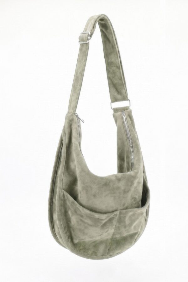 Faux Suede Hobo Bag with Dual Slip Pockets