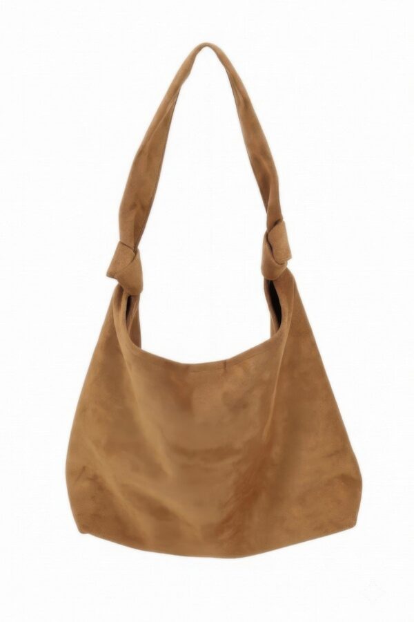 Knotted Faux Suede Hobo Bag - Slouchy Shoulder