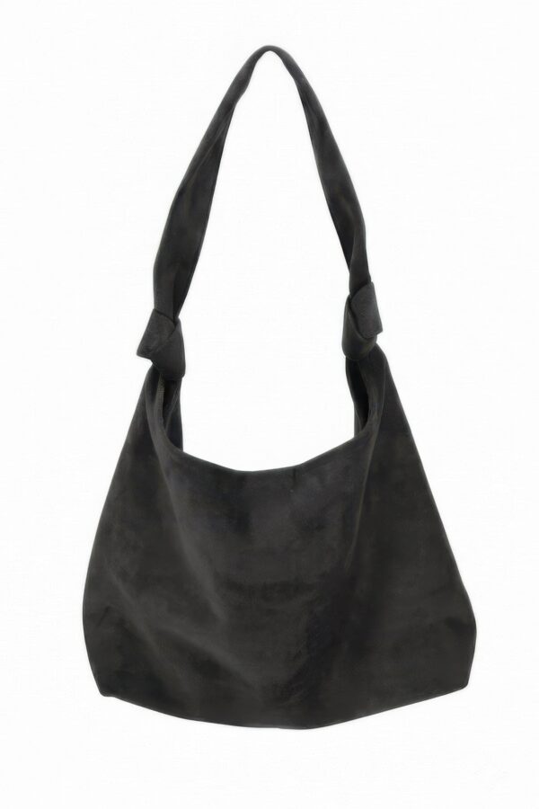 Knotted Faux Suede Hobo Bag - Slouchy Shoulder