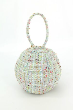 Tweed Round Ball Bag with Loop Top Handle