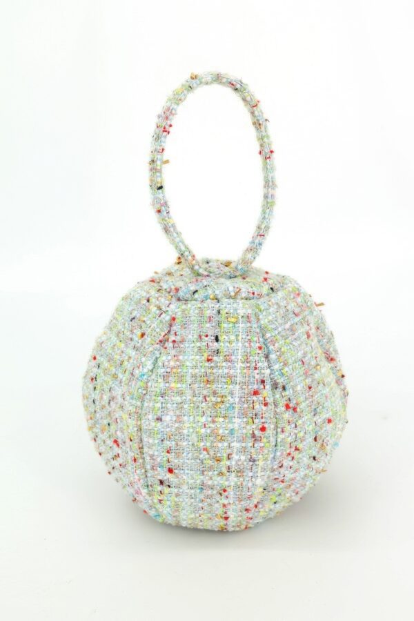Tweed Round Ball Bag with Loop Top Handle