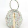 Tweed Round Ball Bag with Loop Top Handle