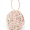 Tweed Round Ball Bag with Loop Top Handle