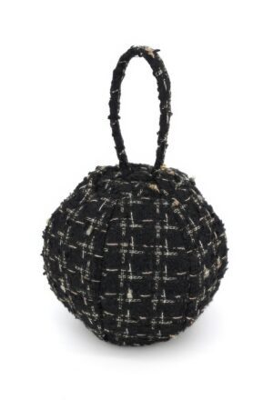Compact Tweed Spherical Top-Handle Ball Bag