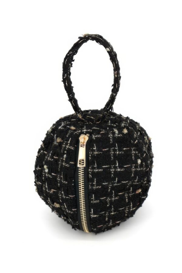 Compact Tweed Spherical Top-Handle Ball Bag