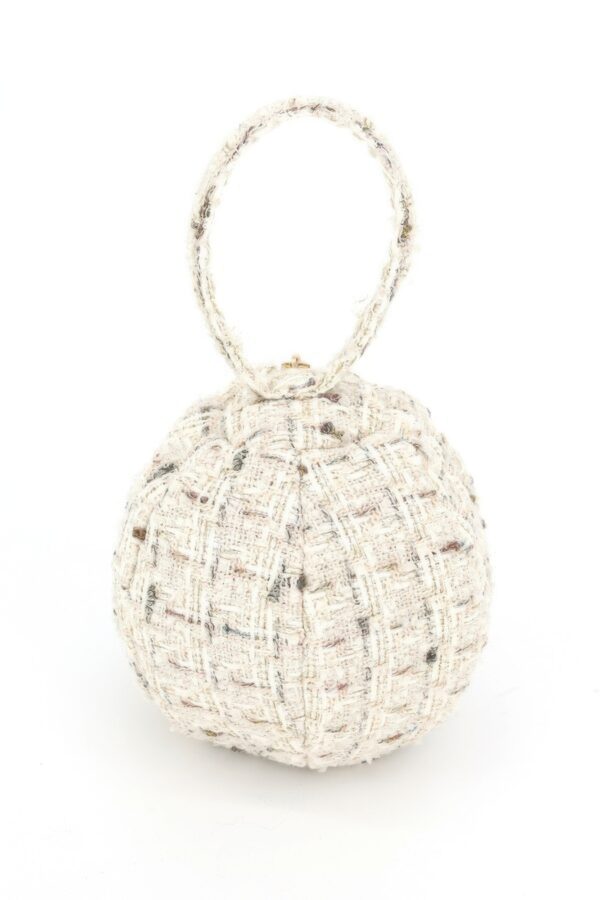 Compact Tweed Spherical Top-Handle Ball Bag