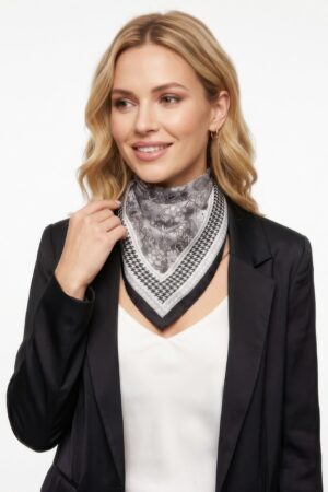 Bandana with Paisley Print and Houndstooth Border