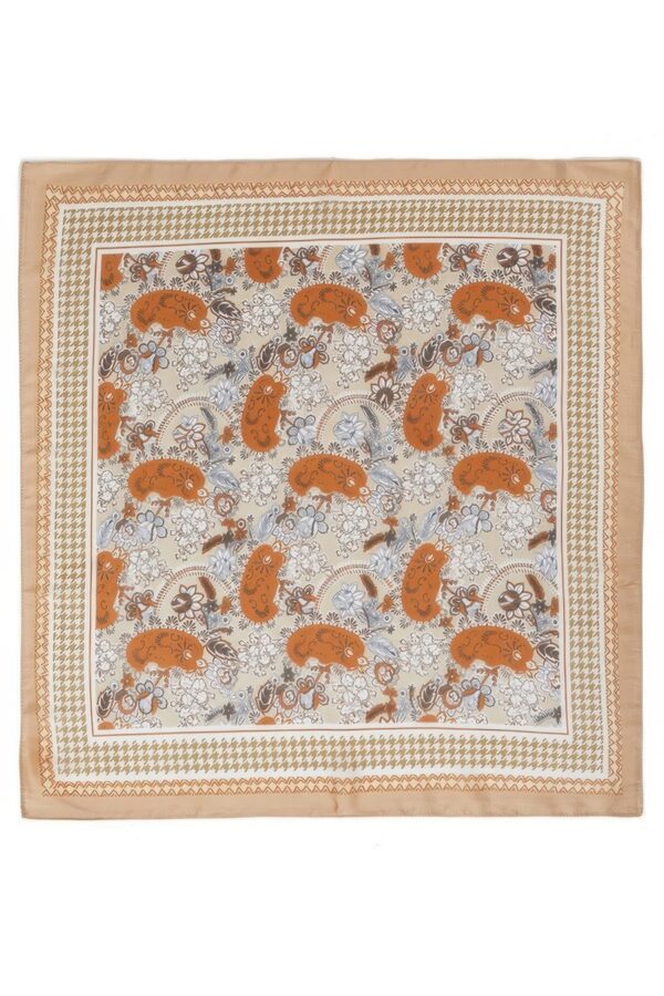 Bandana with Paisley Print and Houndstooth Border
