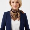 Compass-Print Bandana with Gold Chain Trim