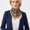 Compass-Print Bandana with Gold Chain Trim