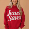 Jesus Saves Mock Neck Graphic Sweatshirt